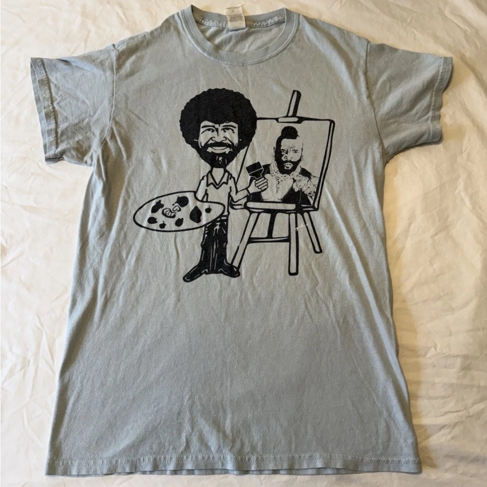 Vintage Bob Ross & Mr T Gildan Crewneck Tee